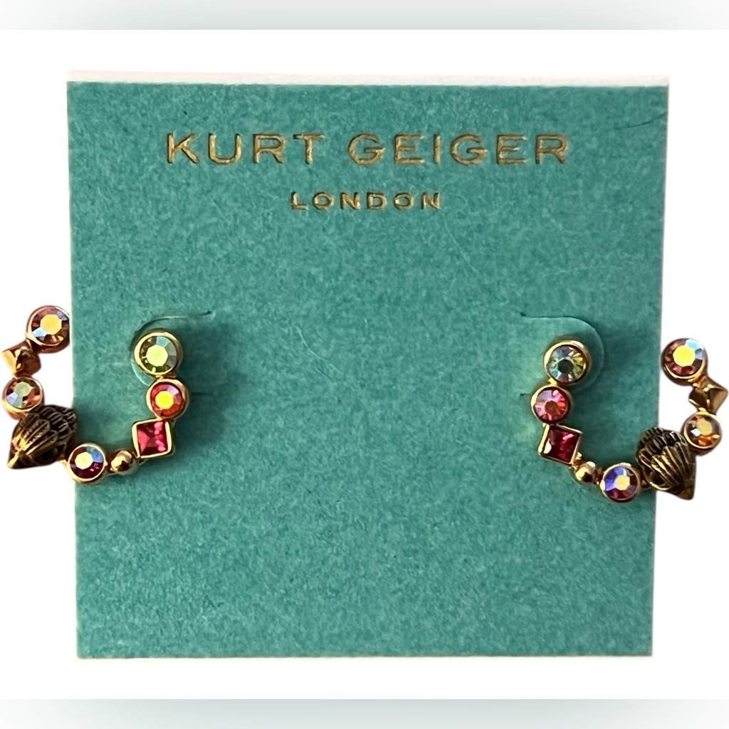 Kurt Geiger London Nwt Gorgeous Mixed Crystal Half Circle Stud Earrings 59$
